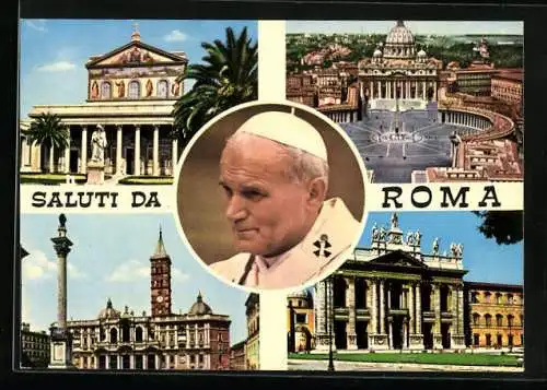 AK Rom, Portrait von Papst Johannes Paul II. mit Petersplatz