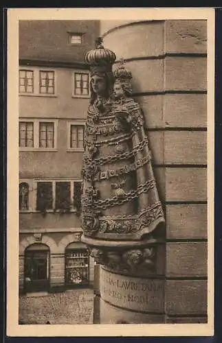 AK Würzburg, Häuserschmuck, Madonna, Strasseneck Blasiusgasse-Schmalzmarkt