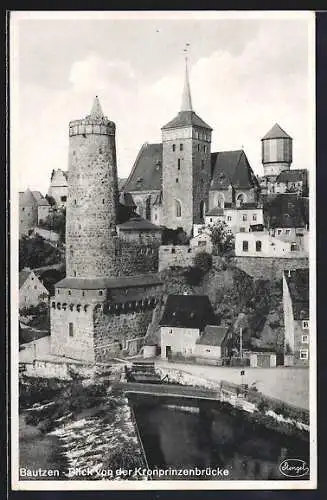 AK Bautzen, Blick von der Kronprinzenbrücke