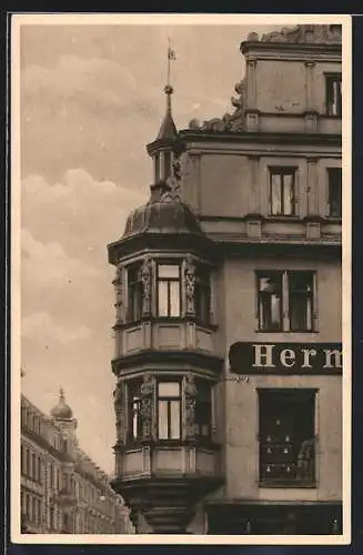 AK Würzburg, Erker am Haus zum schönen Eck, Marktplatz