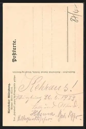 AK Würzburg, Gasthaus Ratskeller, Eingangstür