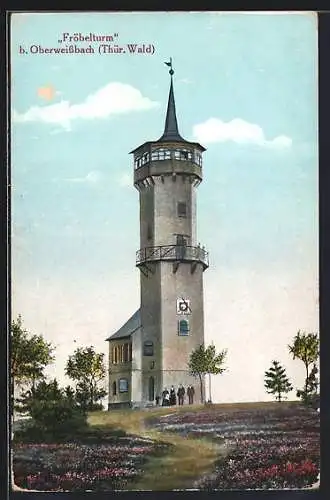 Künstler-AK Oberweissbach / Thür. Wald, Fröbelturm