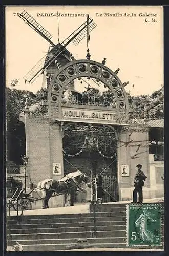 AK Paris-Montmartre, Le Moulin de la Galette