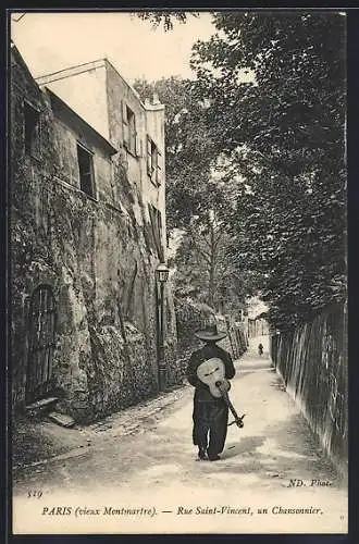 AK Paris, La Rue Saint-Vincent, un Chansonnier