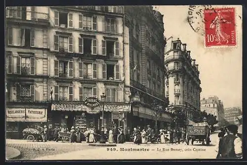 AK Paris, Montmartre, Café Oriental, La Rue Ramey, coin Custine