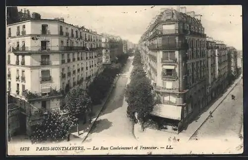 AK Paris, Montmartre, Les Rues Caulaincourt et Francoeur