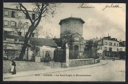 AK Paris-Montmartre, La Rue Lepic, Strassenpartie