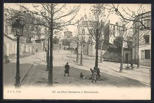 AK Paris-Montmartre, Kinder auf der Place Ravignan