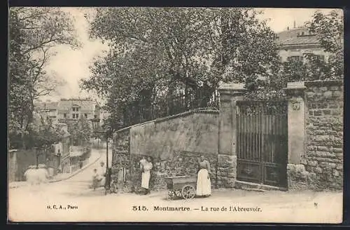 AK Paris / Montmartre, La rue de l`Abreuvoir, Strassenpartie