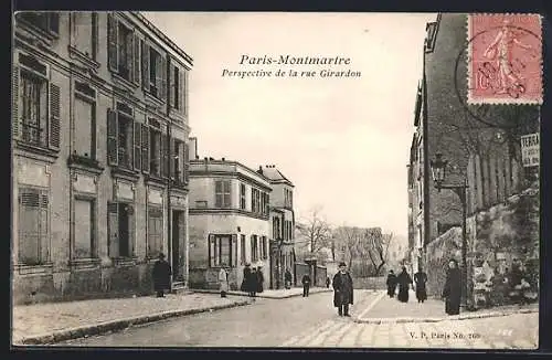 AK Paris, Montmartre, Perspective de la rue Girardon