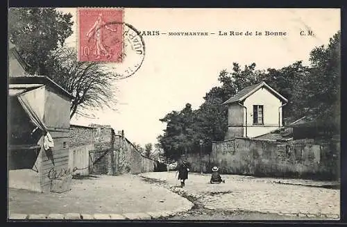 AK Paris-Montmartre, La Rue de la Bonne, Strassenpartie