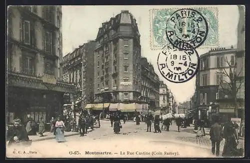 AK Paris-Montmartre, La Rue Custine, Strassenpartie