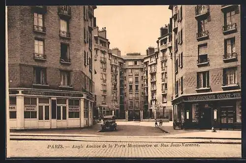 AK Paris, Angle Avenue de la Porte Monmartre et Rue Jean-Varenne