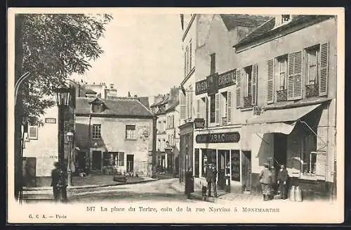 AK Paris, Montmartre, La place du Tertre, coin de la rue Norvins, Tabac, Maison Catherine