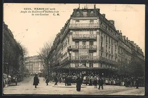 AK Paris, Angle du Boulevard Barbès et de la rue Custine