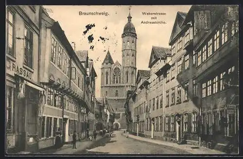 AK Braunschweig, Weberstrasse mit Andreaskirche