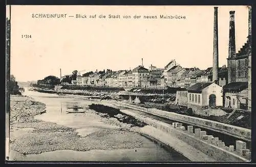 AK Schweinfurt, Blick auf die Stadt von der neuen Mainbrücke