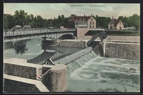 AK Schweinfurt, Trommelwehr mit Brücke