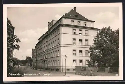 AK Schweinfurt, Strassenpartie mit Krankenhaus St. Joseph