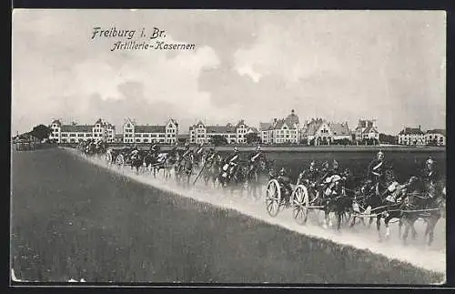 AK Freiburg i. Br., Soldaten in der Artillerie-Kaserne