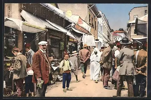 AK Sarajevo, Strassenszene mit Geschäften