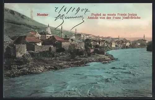 AK Mostar, Ansicht von der franz Josef-Brücke