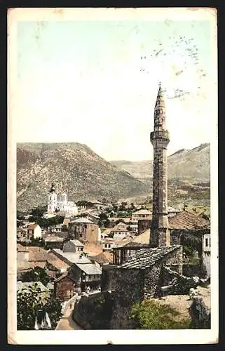 AK Mostar, Totale des Ortes mit Minarett