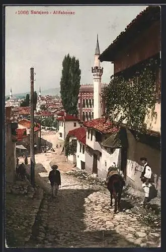 AK Sarajewo, Alifakovac, Strassenpartie, Junge auf Pferd