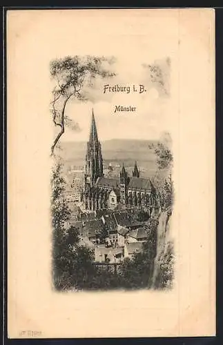 Künstler-AK Freiburg i. B., Münster, Passepartout