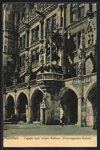 AK München-Au, Facade des neuen Rathauses (Prinzregenten-Statue)