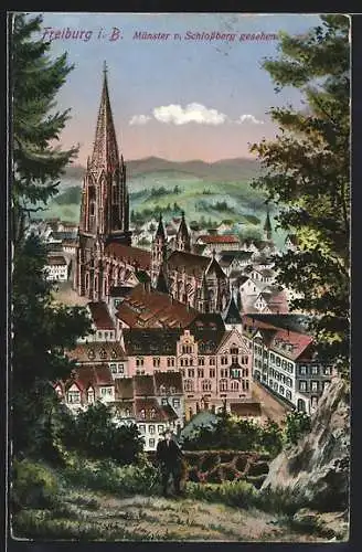 AK Freiburg i. B., Münster v. Schlossberg gesehen