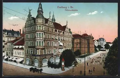 AK Freiburg i. Br., Holzmarktplatz mit Kaffee Franz Josef