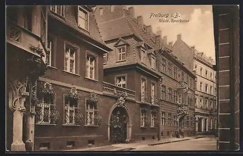 AK Freiburg i. B., Städtische Sparkasse, Franziskaner Strasse