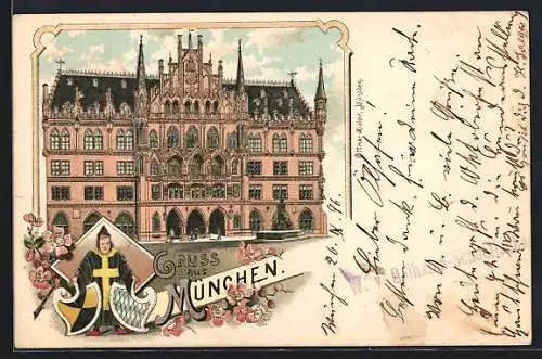 Lithographie München-Au, Rathaus im Münchener Kindl-Passepartout