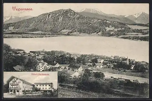 AK Tegernsee, Hotel Steinmetz & Ortsansicht