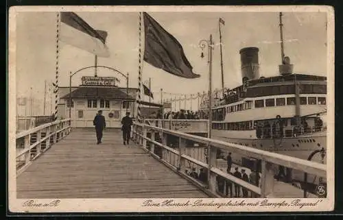 AK Binz a. Rügen, Passagierschiff Dampfer Rugard an der Prinz Heinrich-Landungsbrücke