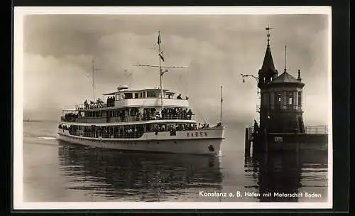 AK Konstanz a. B., Motorschiff Baden auf dem Bodensee