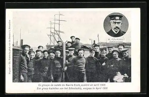 AK Un groupe de cadets du Navire Ecole 1906, Commandant M. Fourcault