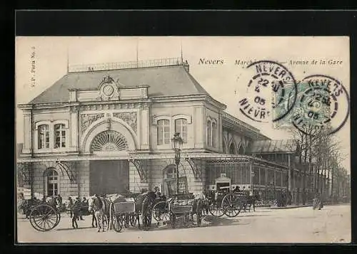 AK Nevers, Marché Carnot, Avenue de la Gare