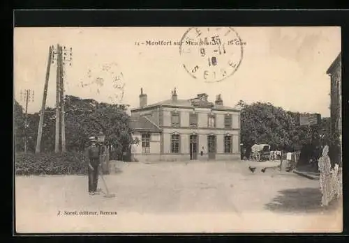 AK Montfort-sur-Meu, La Gare