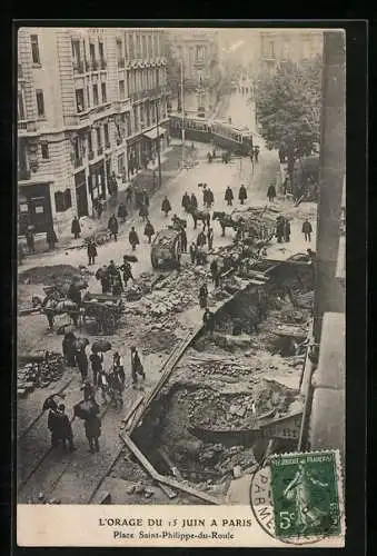 AK Paris, L`Orage du 15 Juin, Place Saint-Philippe-du-Roule