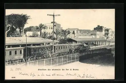 AK Suez, Station du chemin de fer, Bahnhof, Eisenbahn