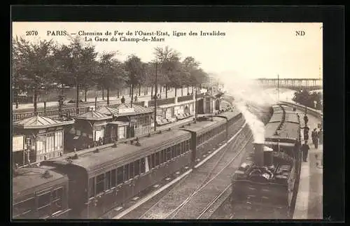 AK Paris, Chemins de Fer de l`Ouest-Etat, ligne des Invalides, La Gare du Champ-de-Mars