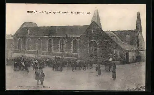 AK Hirson, L`Eglise, après l`Incendie du Janvier 1906