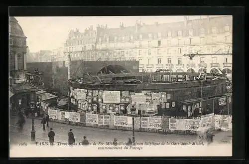 AK Paris, Travaux du Chemin de Fer Métropolitain, Caisson élleptique de la Gare Saint-Michel