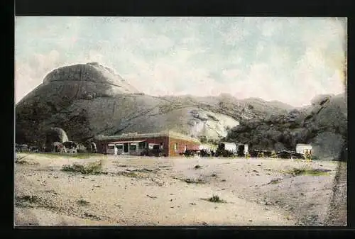 AK Deutsch-Süd-West-Afrika, Haus mit Kutschen