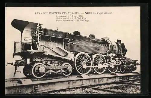 AK Les Locomotives Francaises-Nord, Type Baltic, Querschnitt durch Dampflok