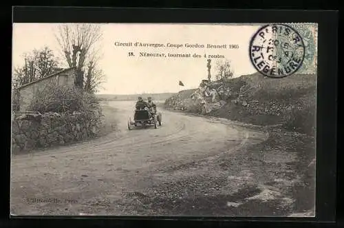 AK Autorennen Coupe Gordon Bennett 1905, Nébouzat, tournant des 4 routes