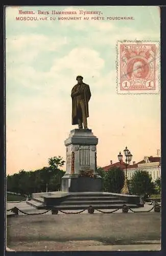 AK Moscou, Vue du Monument au Poète Pouschkine