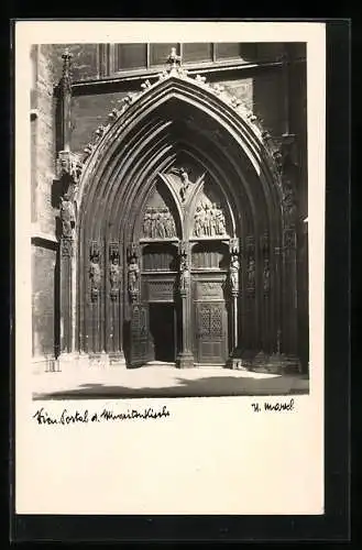 Foto-AK H. Markl: Wien, Portal der Minoritenkirche